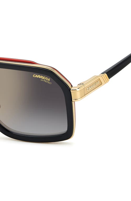Carrera Eyewear 60mm Gradient Rectangular Sunglasses In Black Red/grey