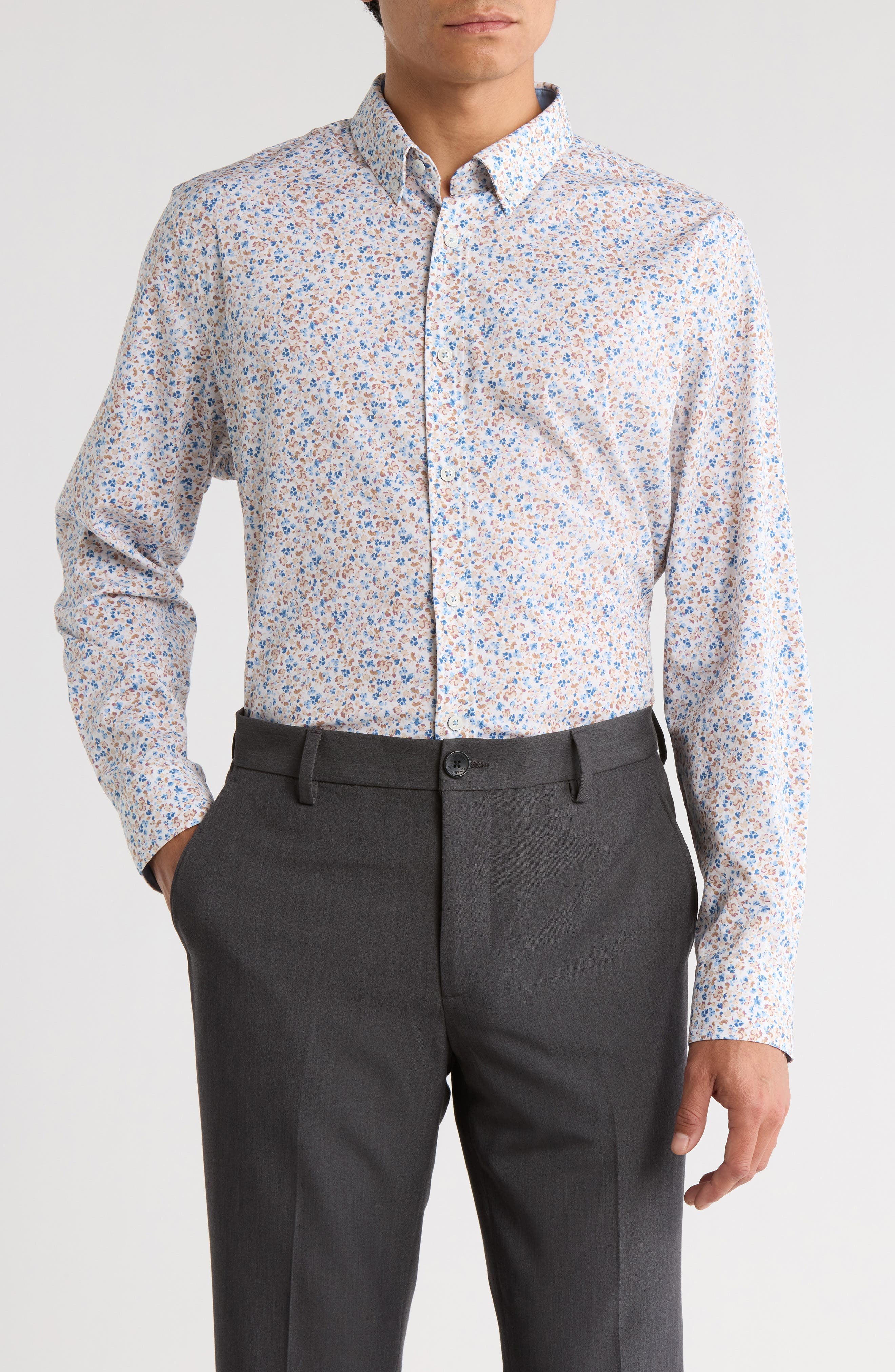 Original Penguin Slim Fit Painterly Floral Dress Shirt