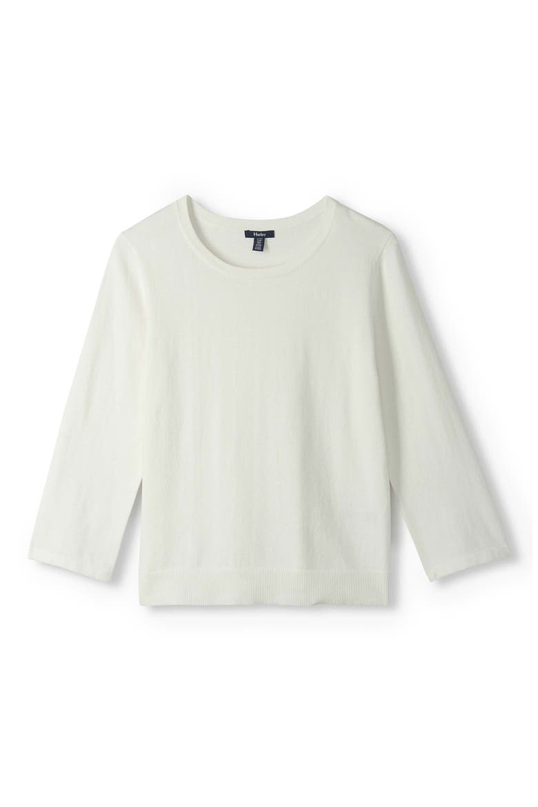 Three Quarter Sleeve Cotton T-Shirt, Main, color, WHITE