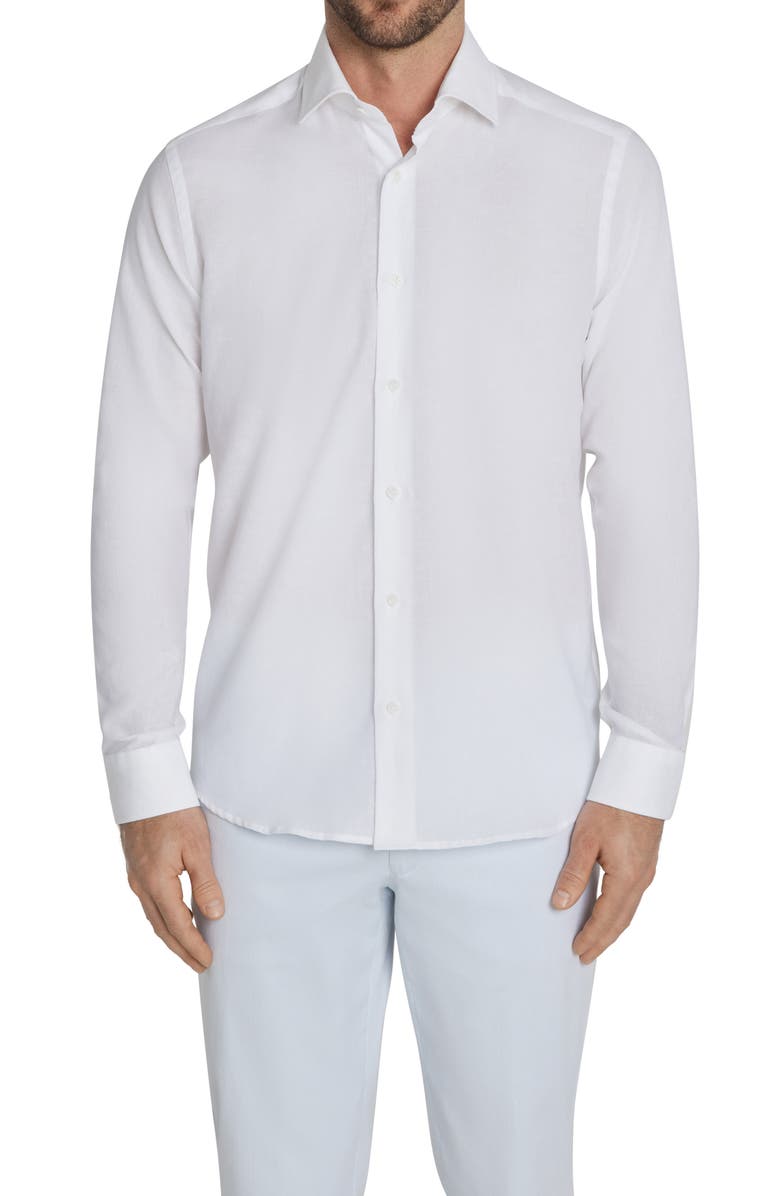 Jack Victor Clandeboye Contemporary Fit Solid Linen & Cotton Button-Up Shirt, Alternate, color, 