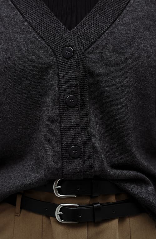 Mango V-neck Cardigan In Dark Heather Grey