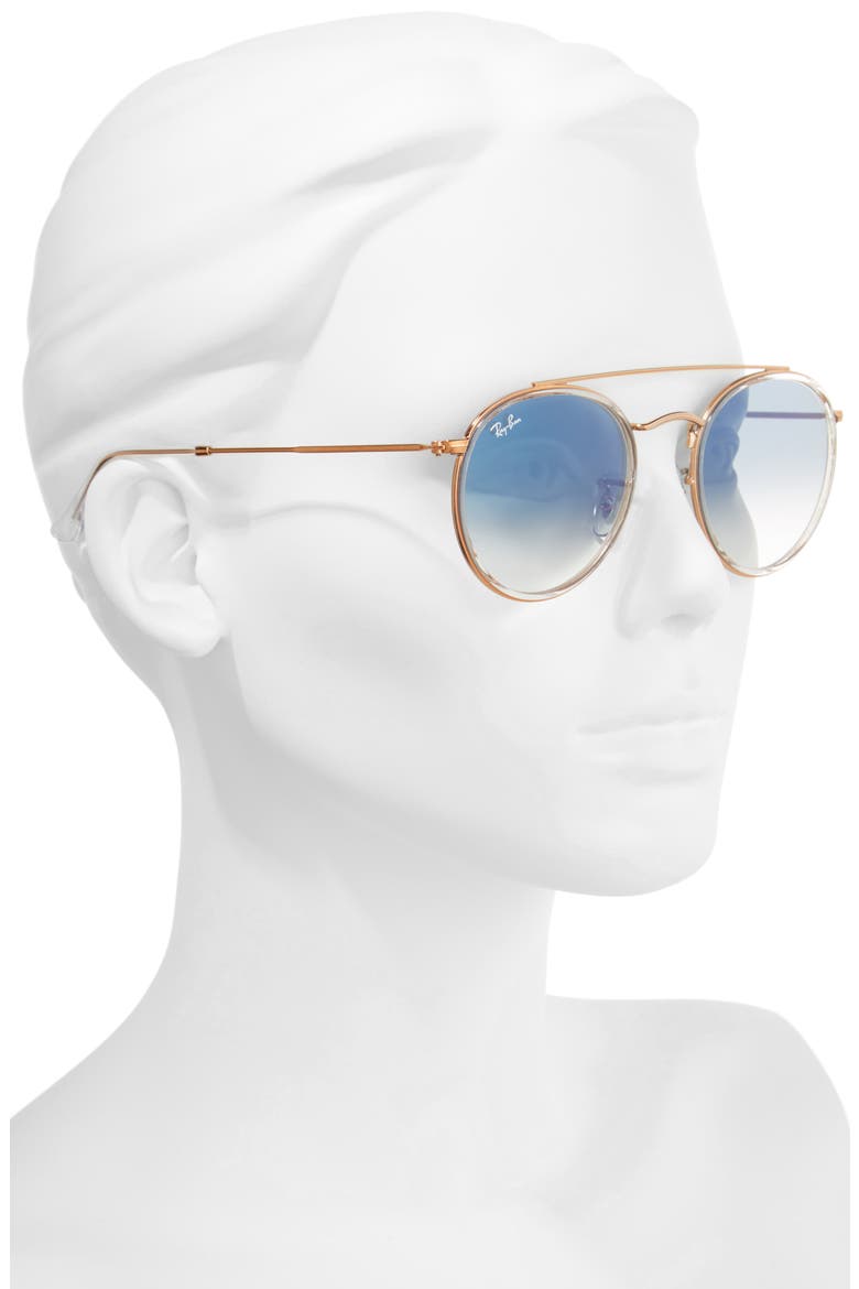 51mm Aviator Gradient Lens Sunglasses, Alternate, color, BLUE TRANSPARENT