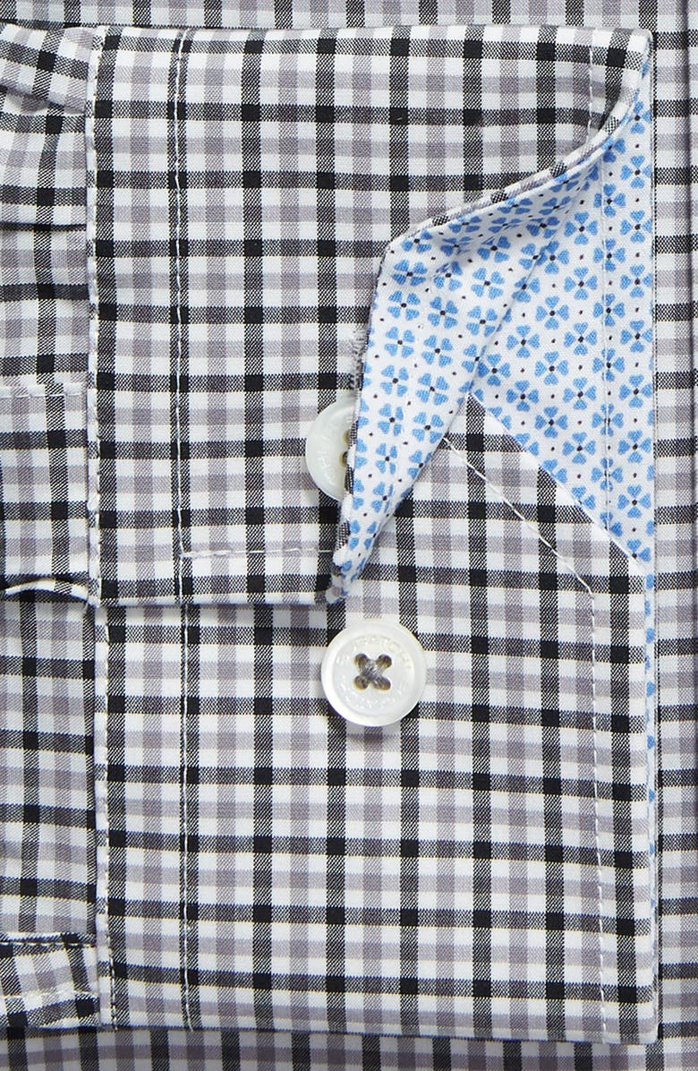 Bugatchi Trim Fit Stretch Check Dress Shirt, Alternate, color, 