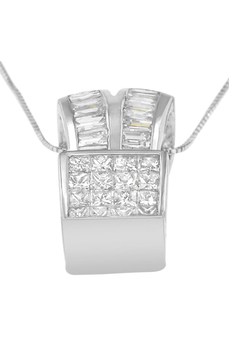 Haus of Brilliance 14K White Gold 1 5/8 cttw Diamond Heart Ribbon Pendant Necklace, Alternate, color, White
