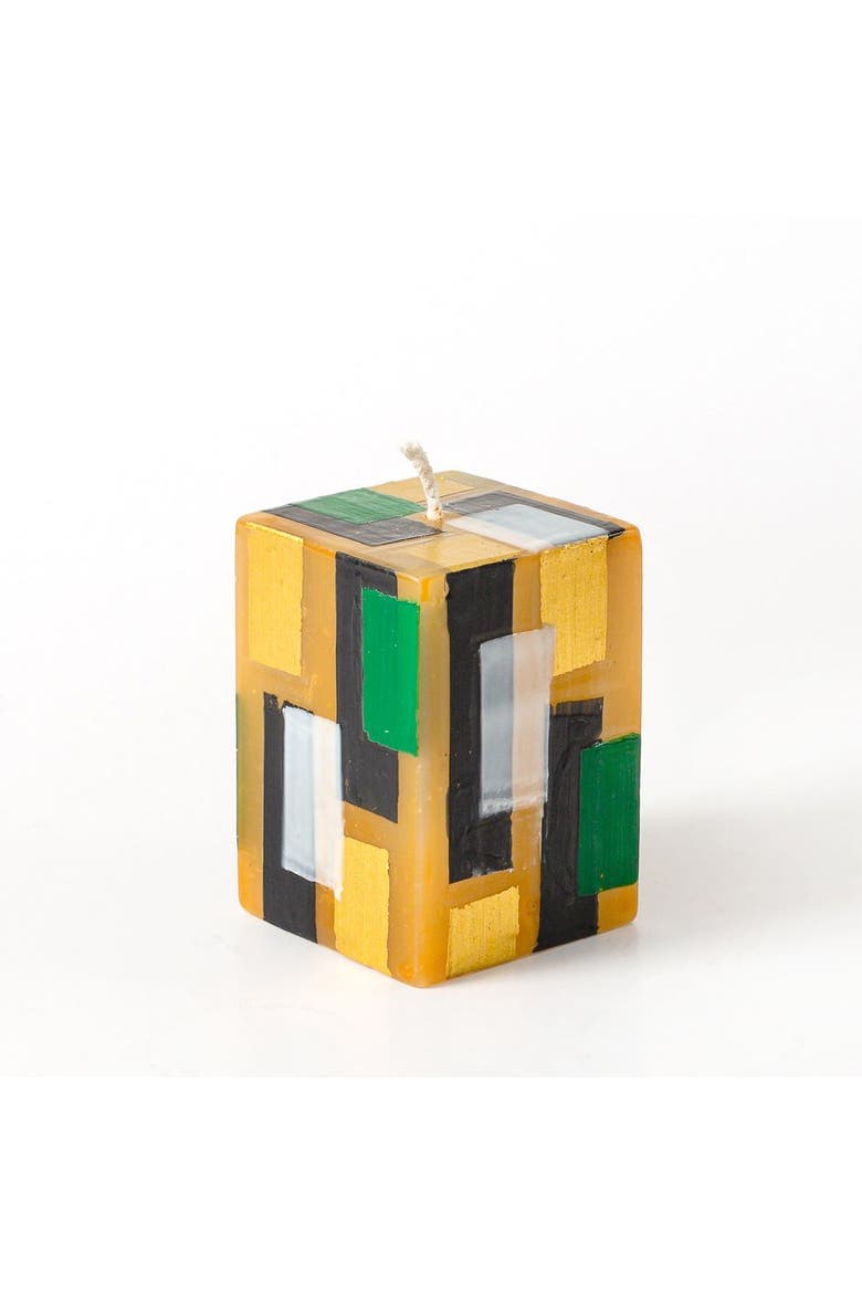 Klimt Painted Cube Candle, Main, color, Gold - 2x2x3