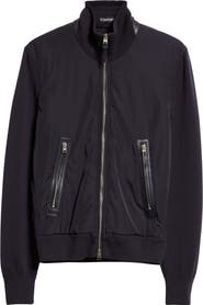 TOM FORD Mixed Media Funnel Neck Zip Sweater