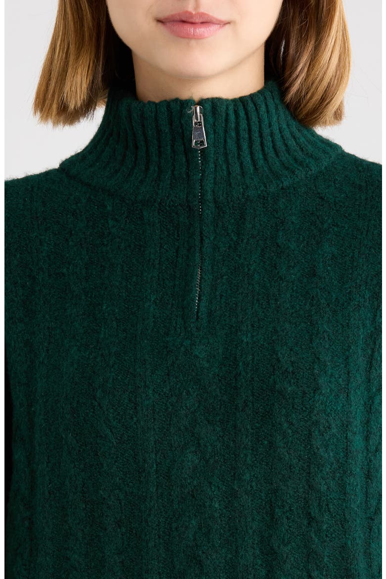 West Half Zip Cable Knit Sweater, Alternate, color, PINE GREEN