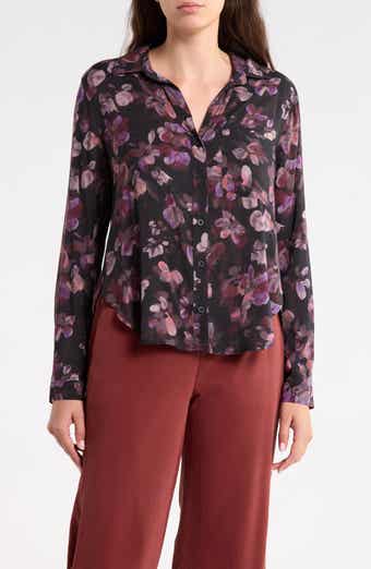Rounded Hem Button Front Shirt