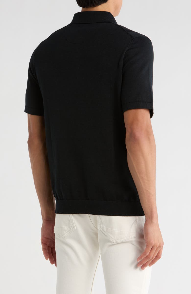 DENIM AND FLOWER Quarter Zip Polo Sweater, Alternate, color, Black