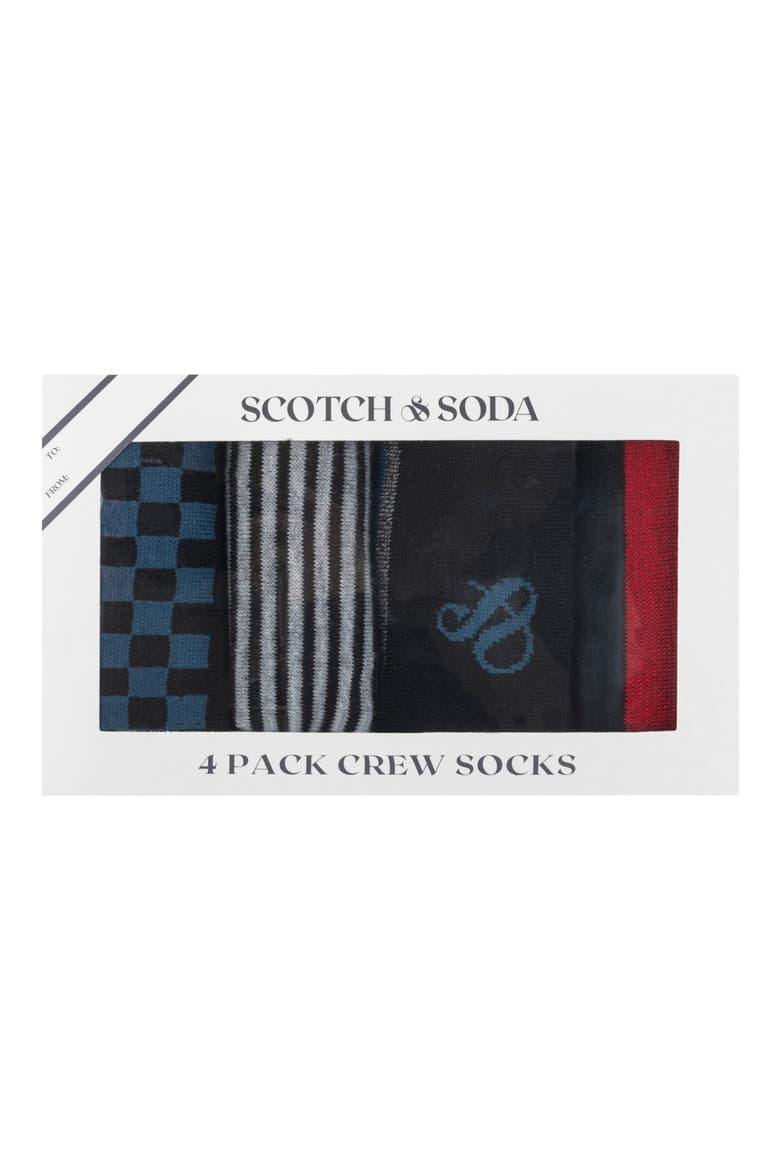 4-Pack Assorted Crew Socks, Alternate, color, BLACK