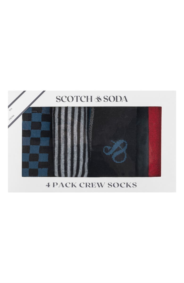 Scotch & Soda 4-Pack Assorted Crew Socks, Alternate, color, Black