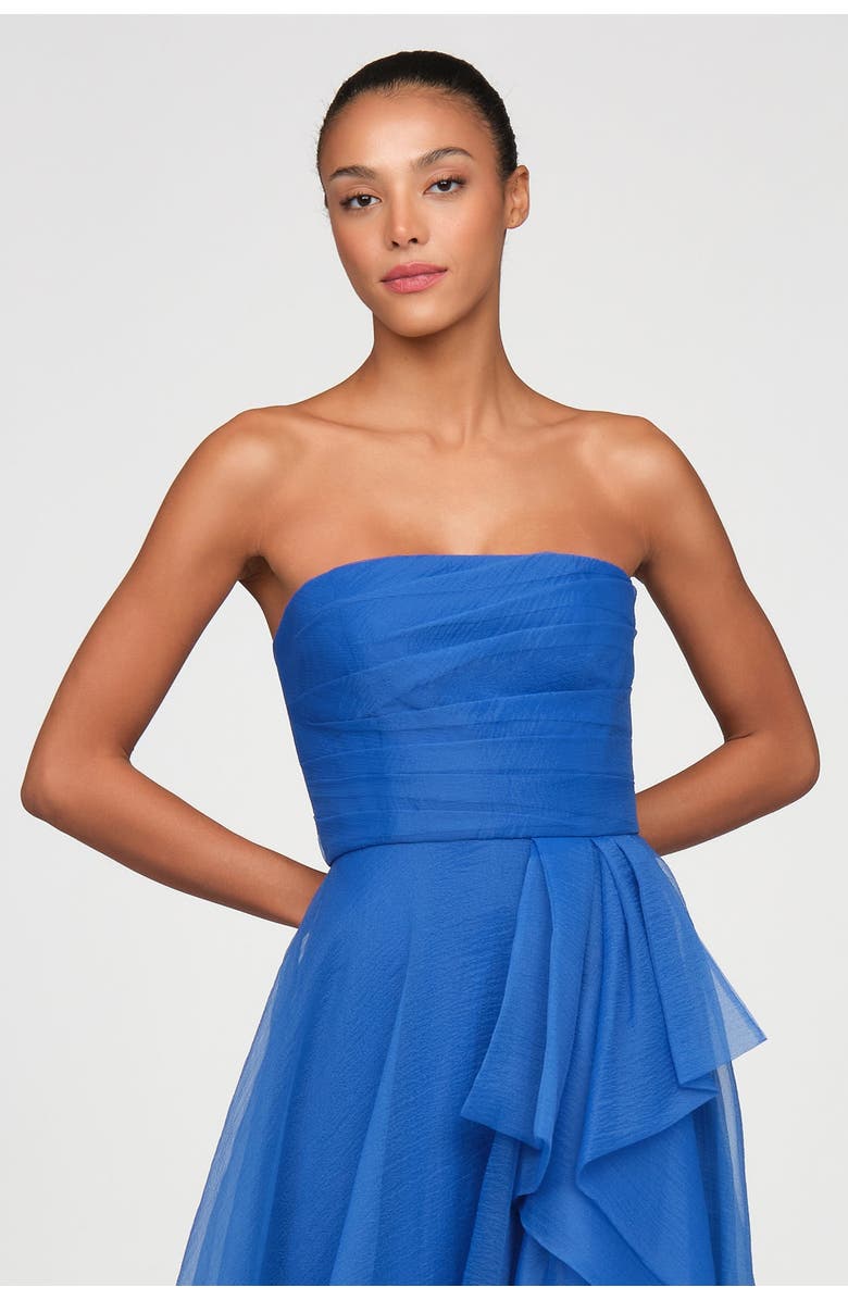 Theia Teresa Strapless Draped Organza Gown, Alternate, color, Brilliant Blue