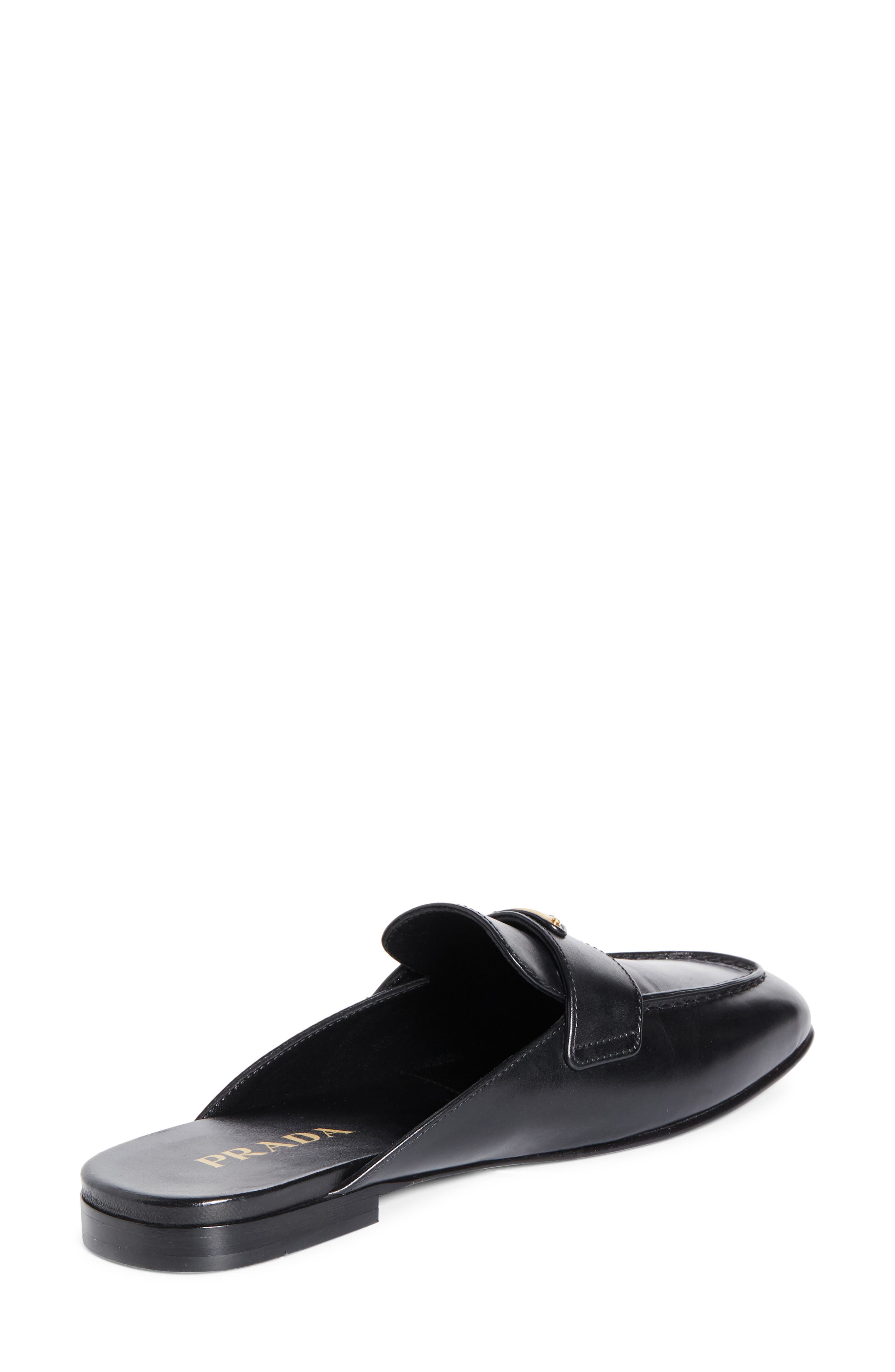 Prada Logo Loafer Mule, Alternate, color, Nero