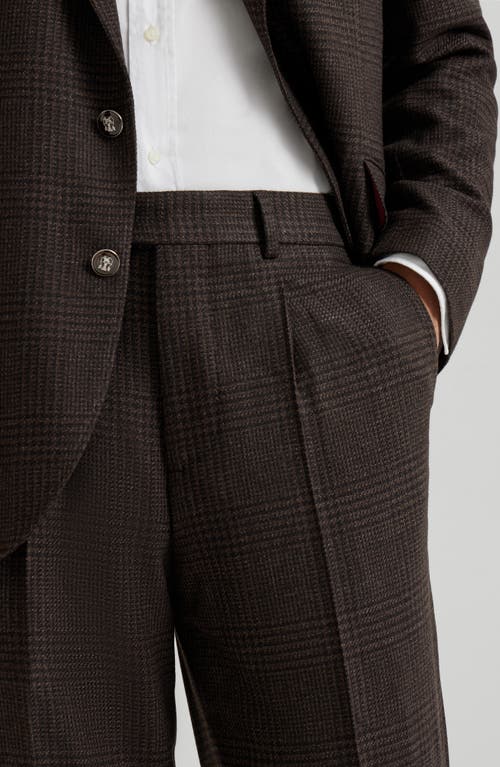 Brunello Cucinelli Pleated Wool-cashmere Blend Trousers In Brown