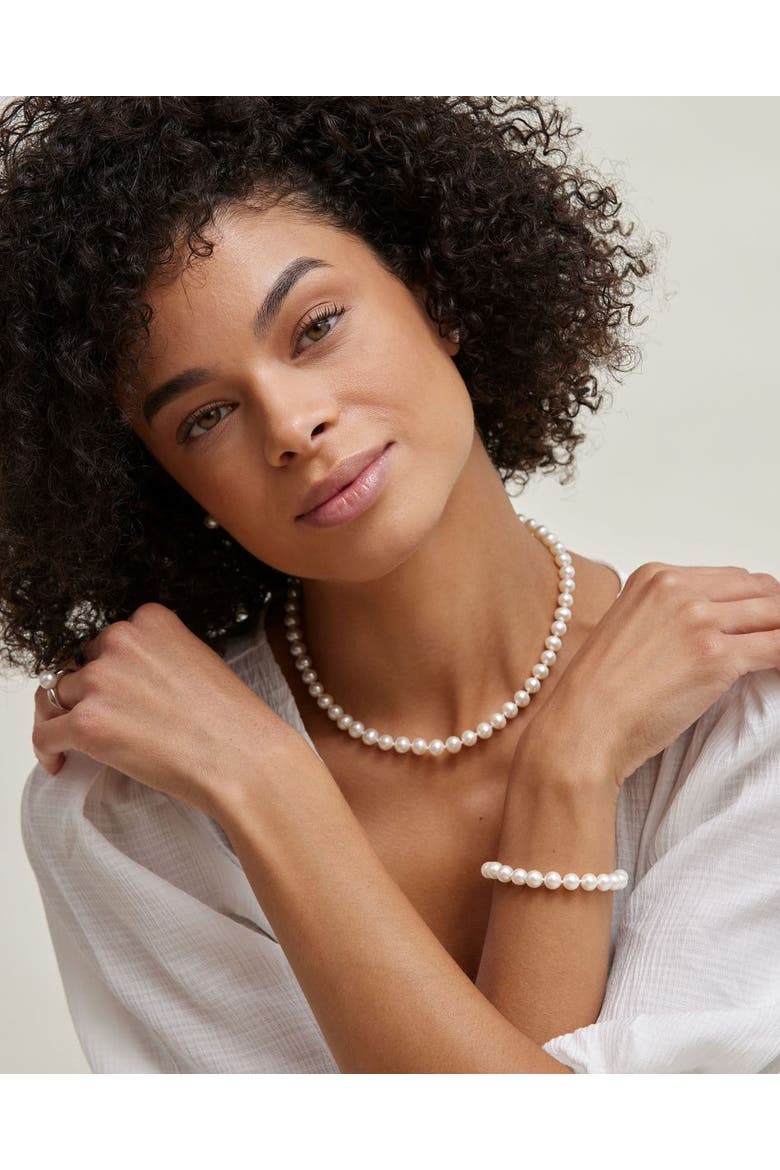 7.0-7.5mm Freshwater Pearl Necklace & Earrings, Alternate, color, White Pearls
