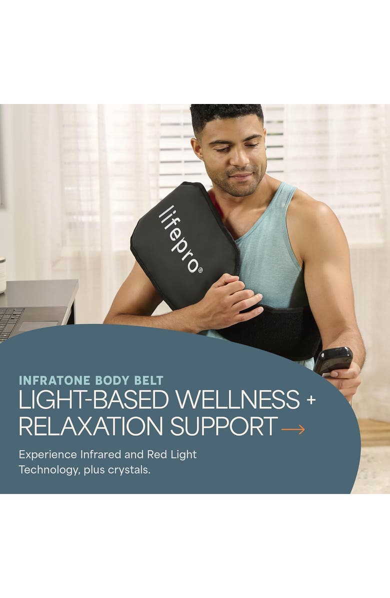 Lifepro InfraTone Red Light Therapy Belt with Healing Crystals for Pain Relief  660nm 850nm, Alternate, color, Black