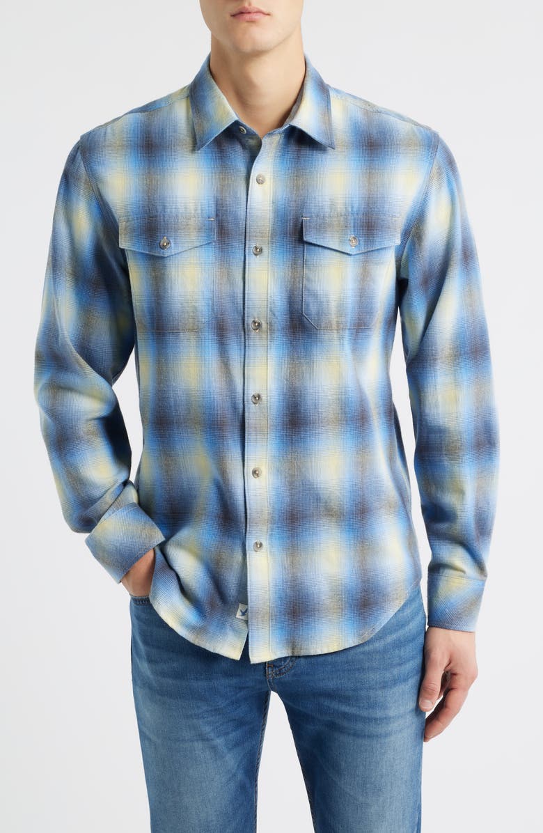 James Campbell Ranchero Trim Fit Plaid Cotton Button-Up Shirt, Main, color, Blue