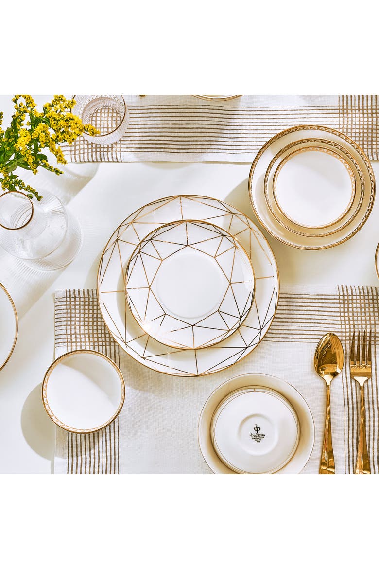 Gem Cut Gold Bread & Butter Plate, Alternate, color, White