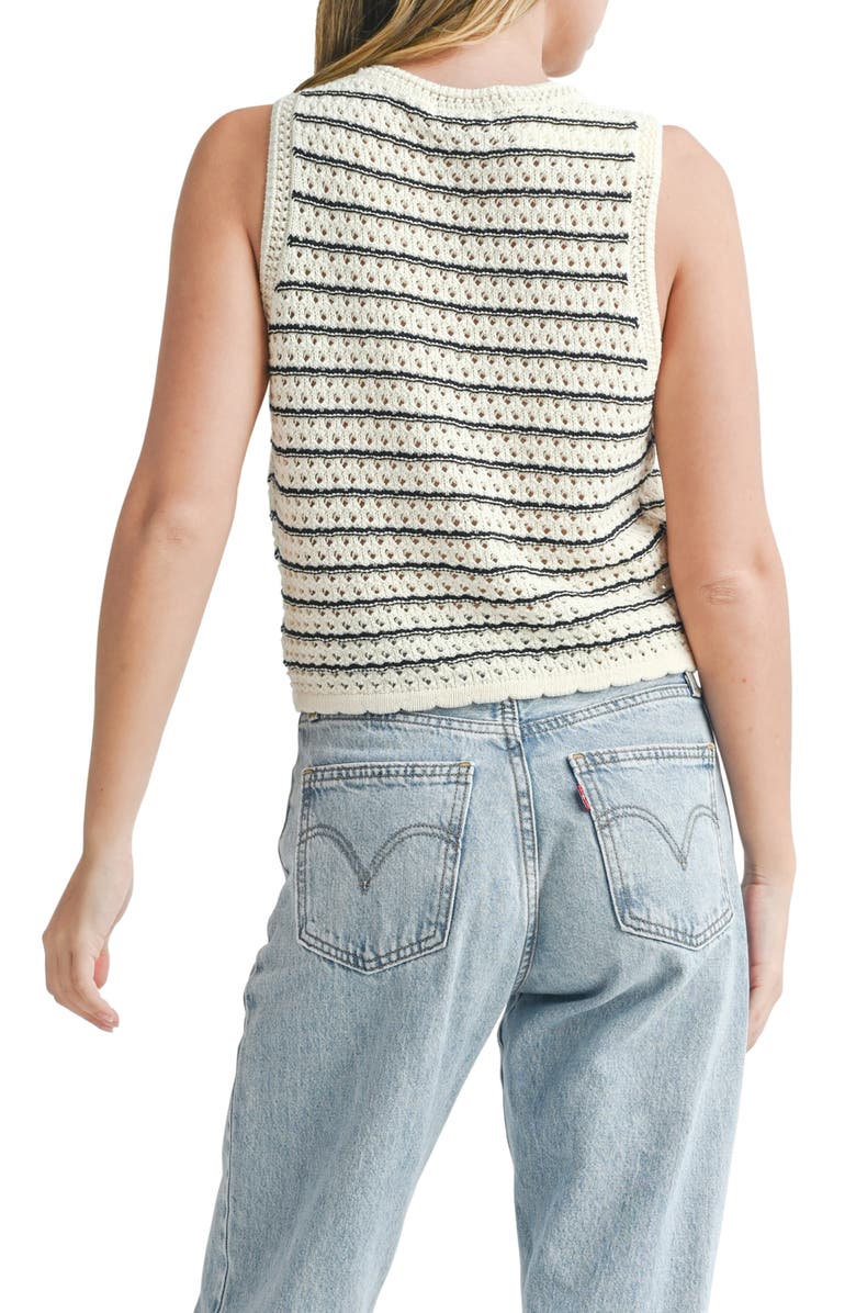 All in Favor Open Knit Sweater Tank, Alternate, color, Cream Black