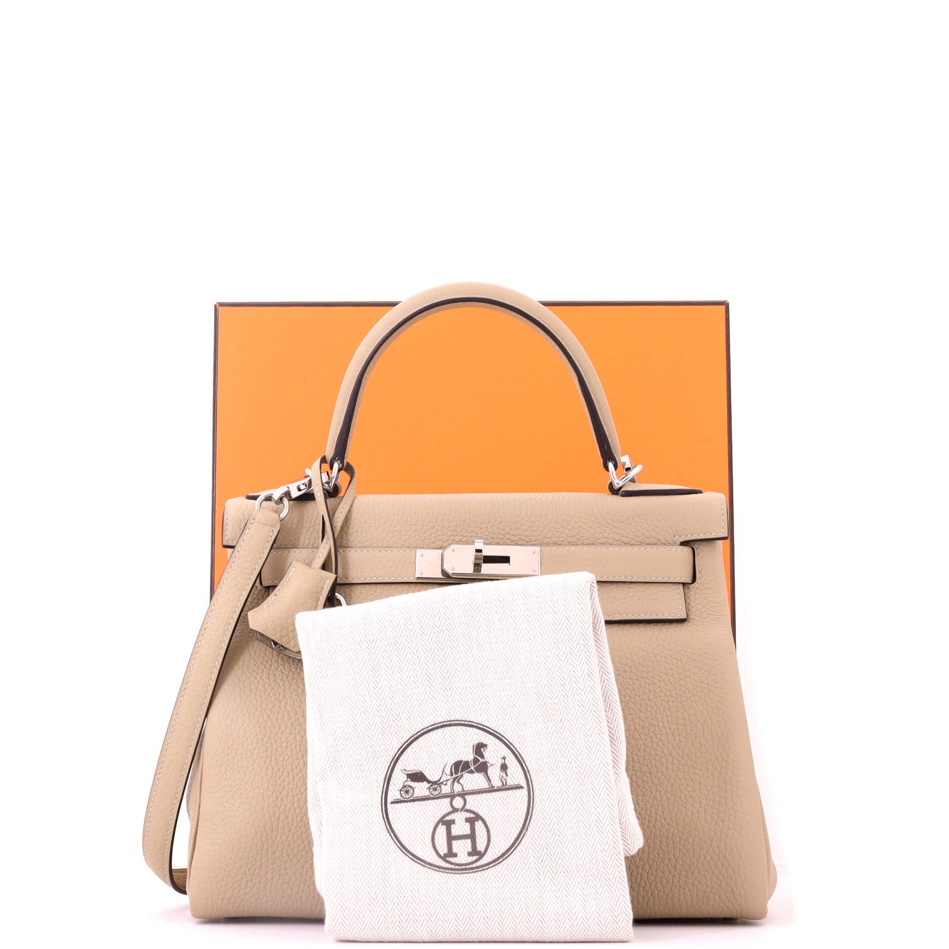 Kelly Handbag Light Clemence with Palladium Hardware 28, Alternate, color, White