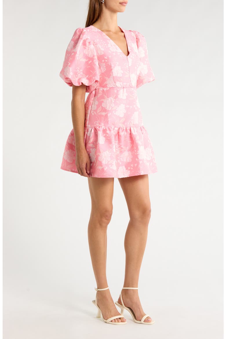 Nicole Floral Jacquard Minidress, Alternate, color, CORAL-PINK