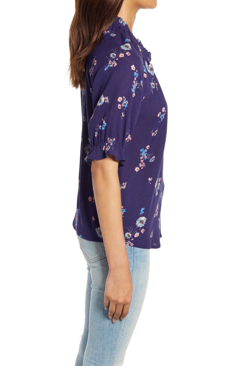 Bobeau Print Button Front Blouse, Alternate, color,