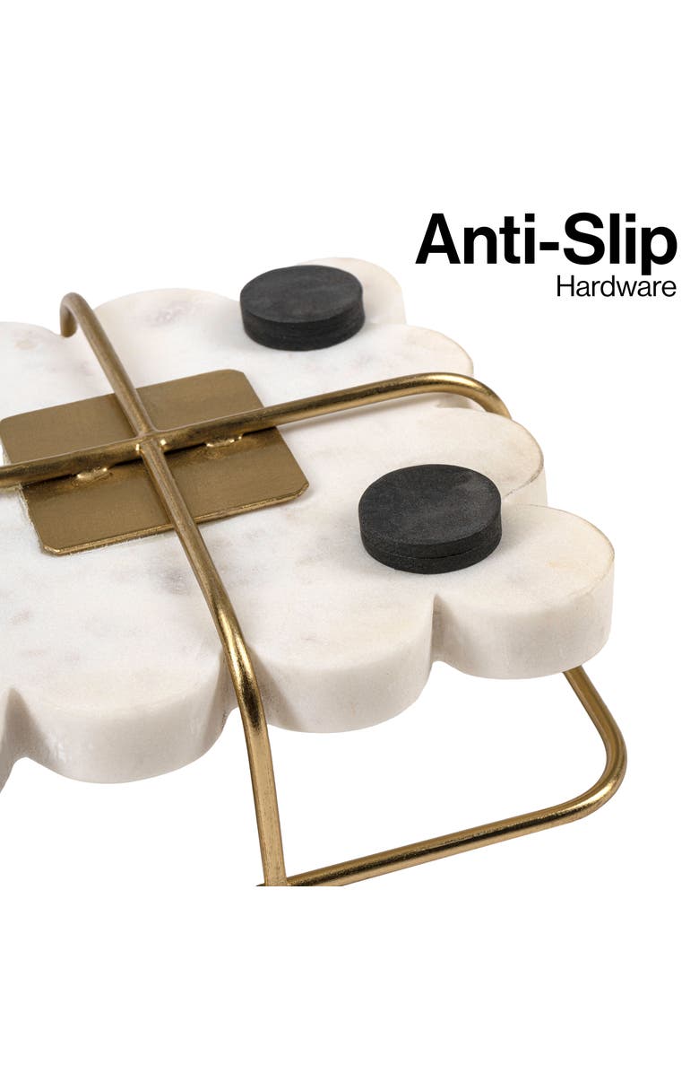 HAPPIMESS Monarch Modern Industrial Metal/Marble Scalloped Base Vanity Tray, Alternate, color, White Marble/Gold