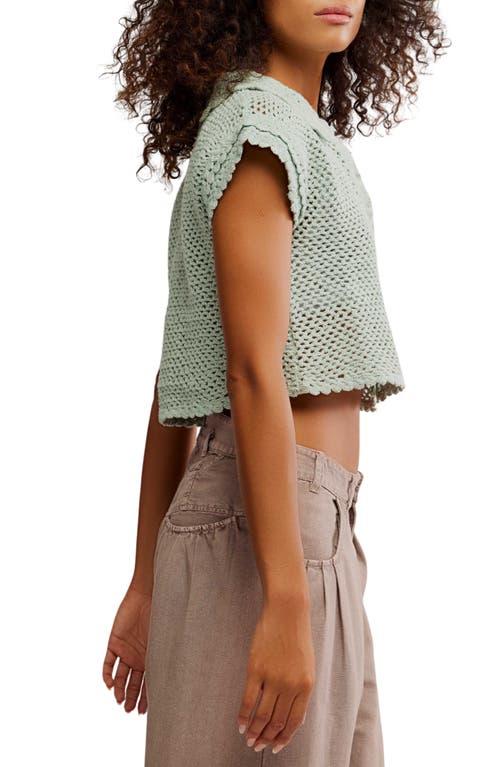 Free People Lily Crop Crochet Cardigan In Green