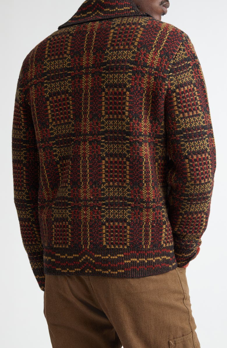 Double RL Plaid Shawl Collar Wool Jacquard Cardigan, Alternate, color, 