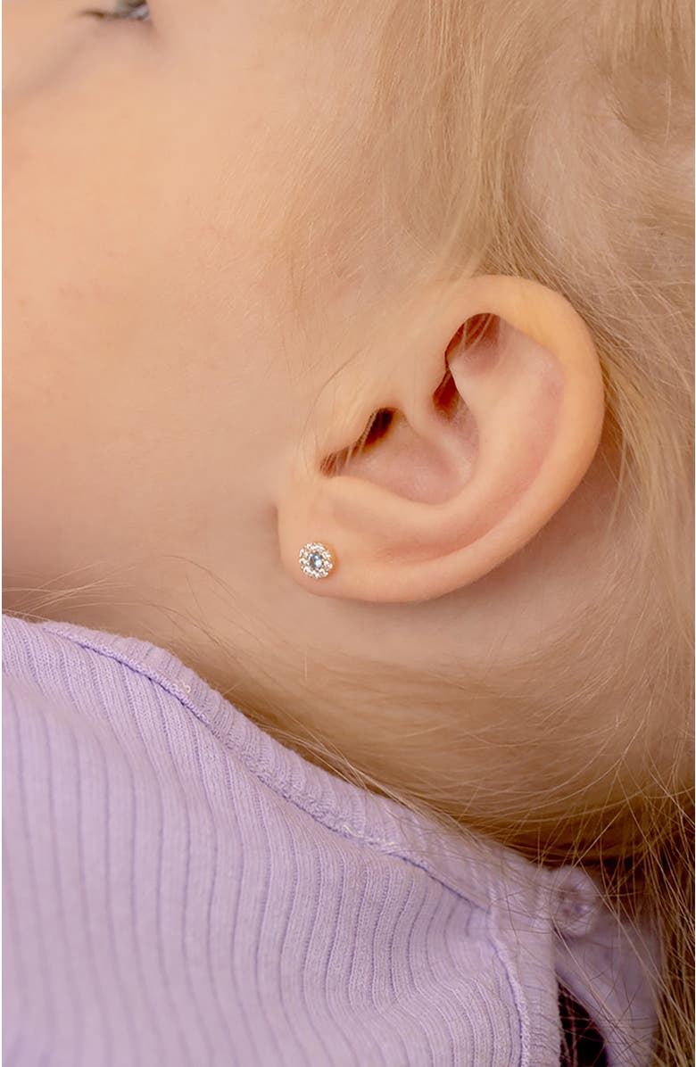 In Season Jewelry 14k Round Cubic Zirconia Burst Earrings, Alternate, color, Blue