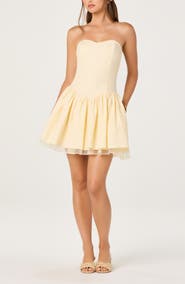 ASTR the Label Bijou Strapless Drop Waist Tiered Minidress