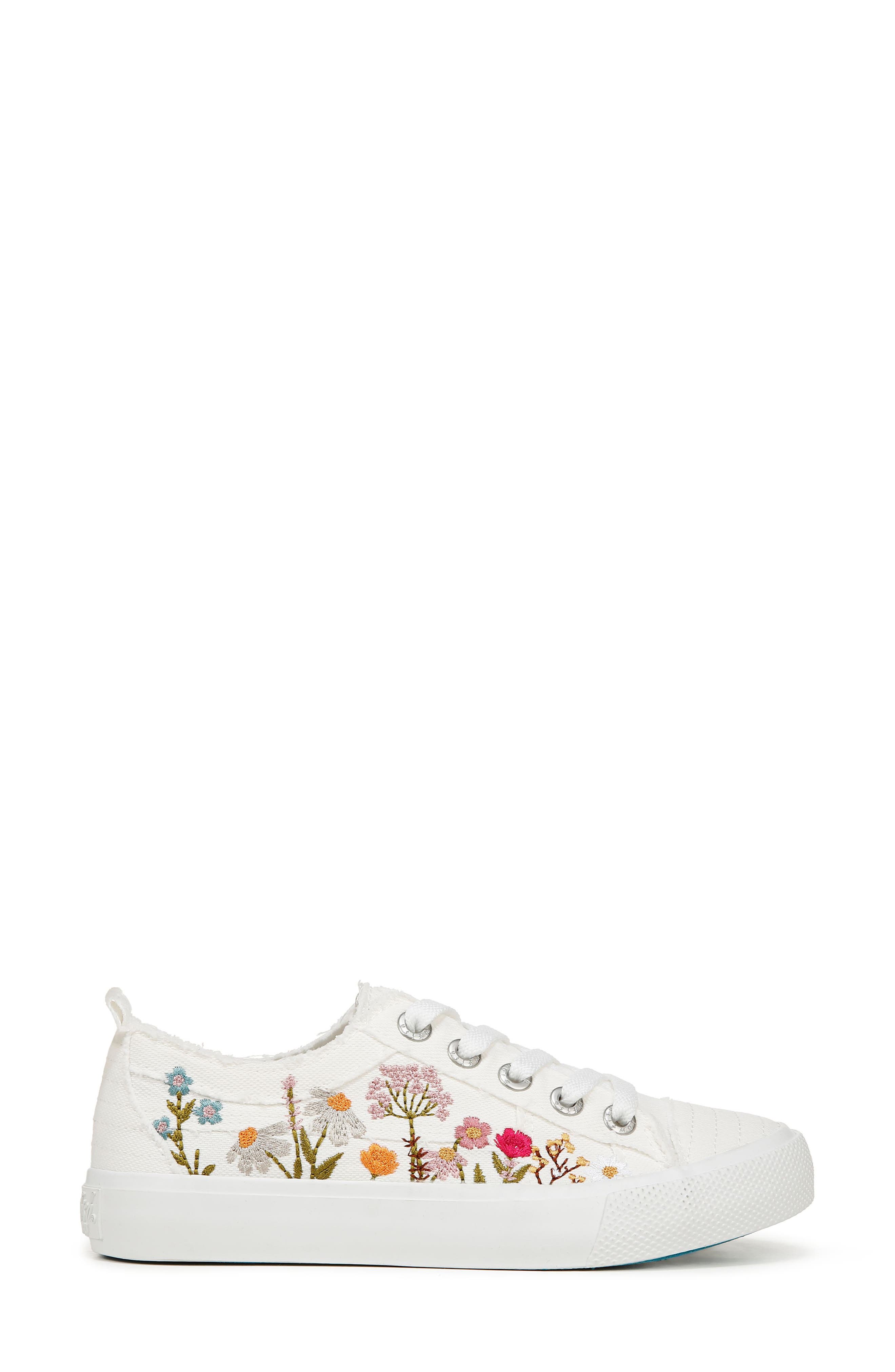 Blowfish Malibu Vivid Floral Embroidered Sneaker, Alternate, color, White Canvas