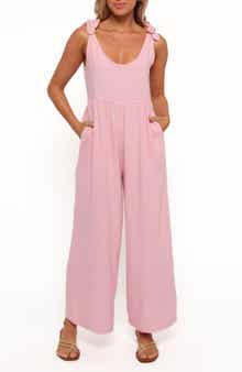 Petal & Pup Ayla Tie Shoulder Wide Leg Linen Jumpsuit