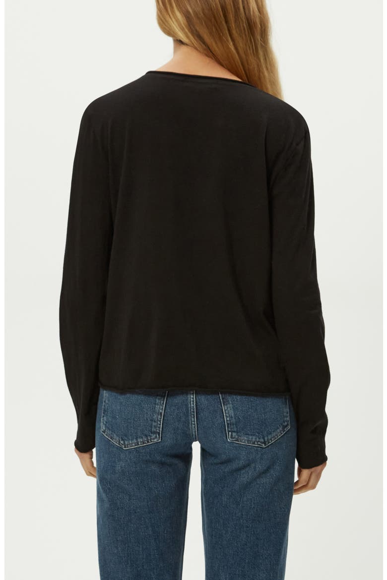 Kailee Long Sleeve V-Neck Cotton T-Shirt, Alternate, color, BLACK