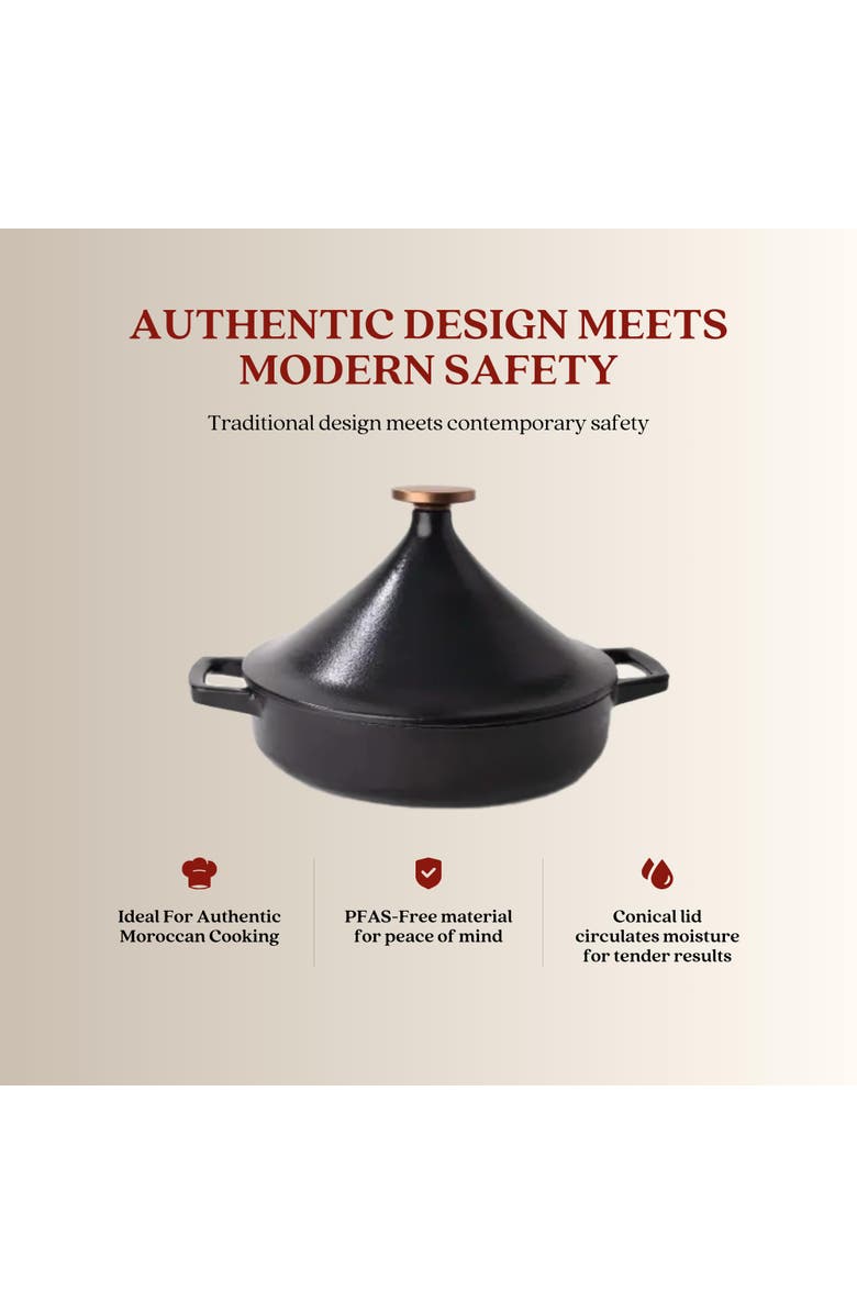 Alva Nori 3Qt Enameled Cast Iron Tagine Pot, Alternate, color, Black