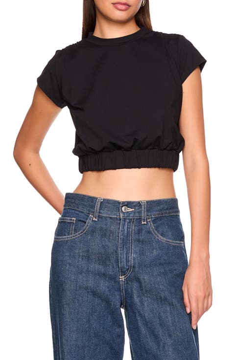 Gathered Hem Cropped T-Shirt