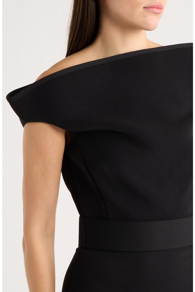 Faro Crepe Column Gown, Alternate, color, BLACK