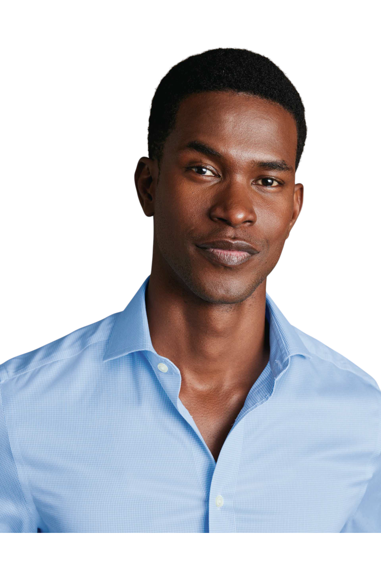 Non-Iron Puppytooth Shirt, Alternate, color, Sky Blue