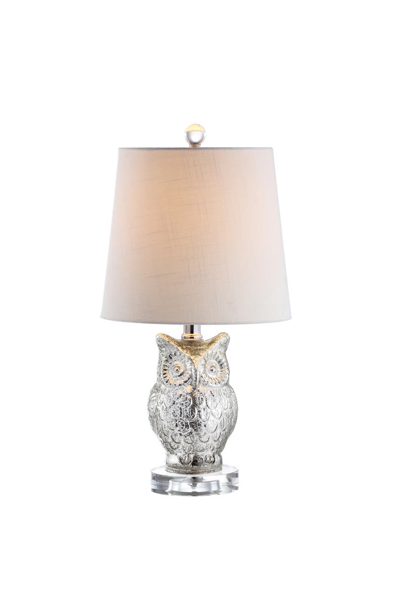 JONATHAN Y Night Glass/Crystal LED Table Lamp, Main, color, Silver/Ivory