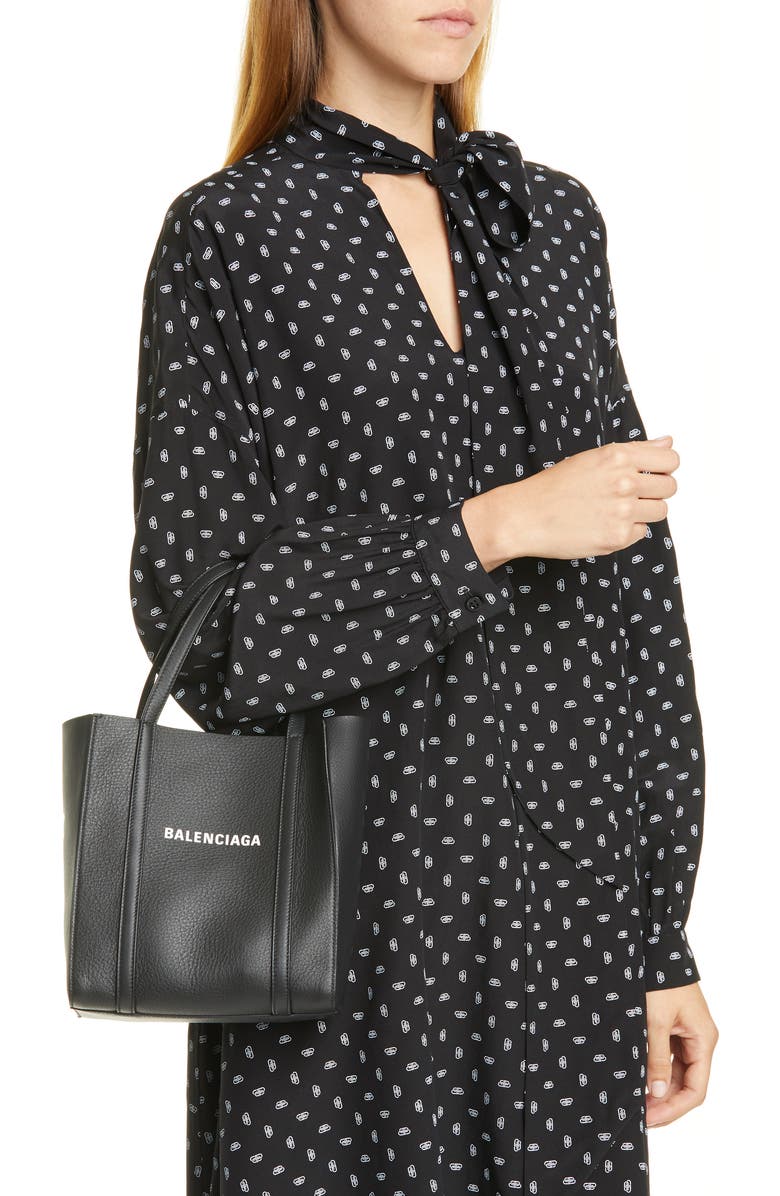 Balenciaga Extra Small Everyday Logo Leather Tote, Alternate, color,