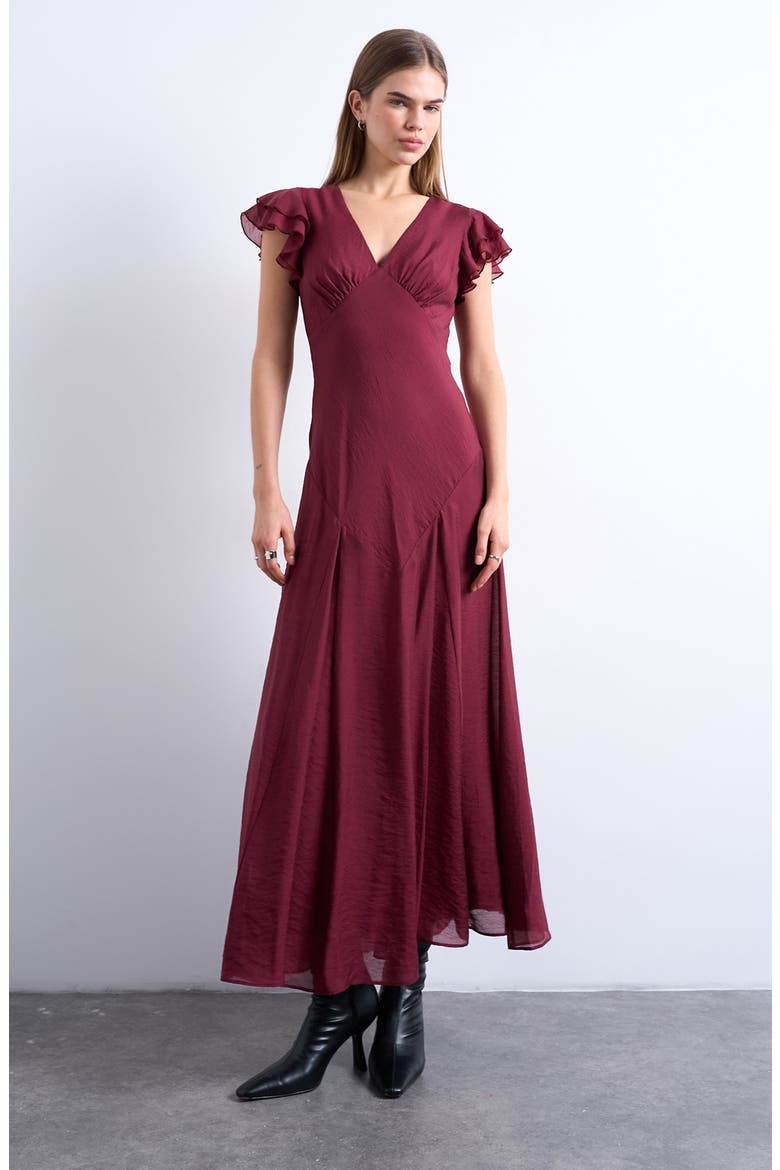 flutter sleeve midi dress formal Petal & Pup Women's Nova Flutter Sleeve Midi Dress