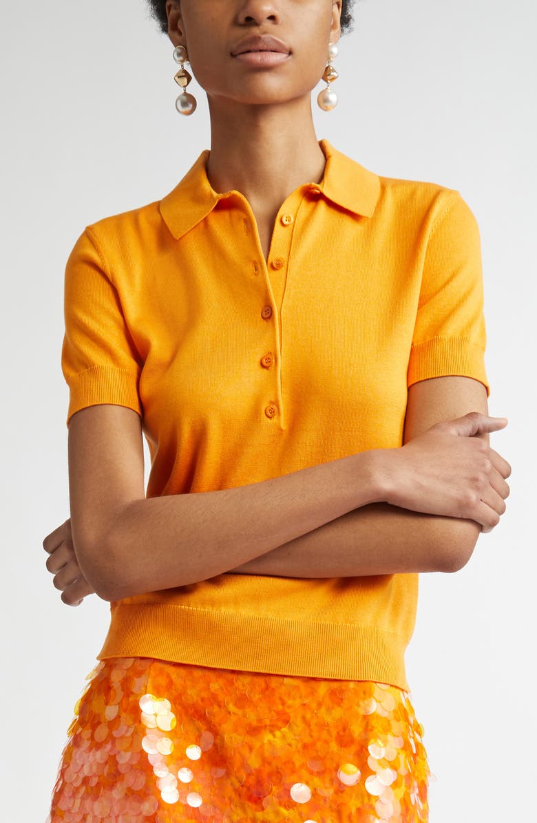 Carolina Herrera Silk & Cotton Blend Polo, Alternate, color,