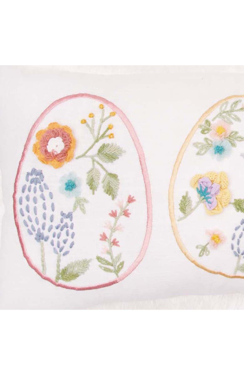 C&F Home Rosebud Floral Easter Eggs Trio Egg Fringed Throw Pillow, 12" x 24", Alternate, color, Yellow