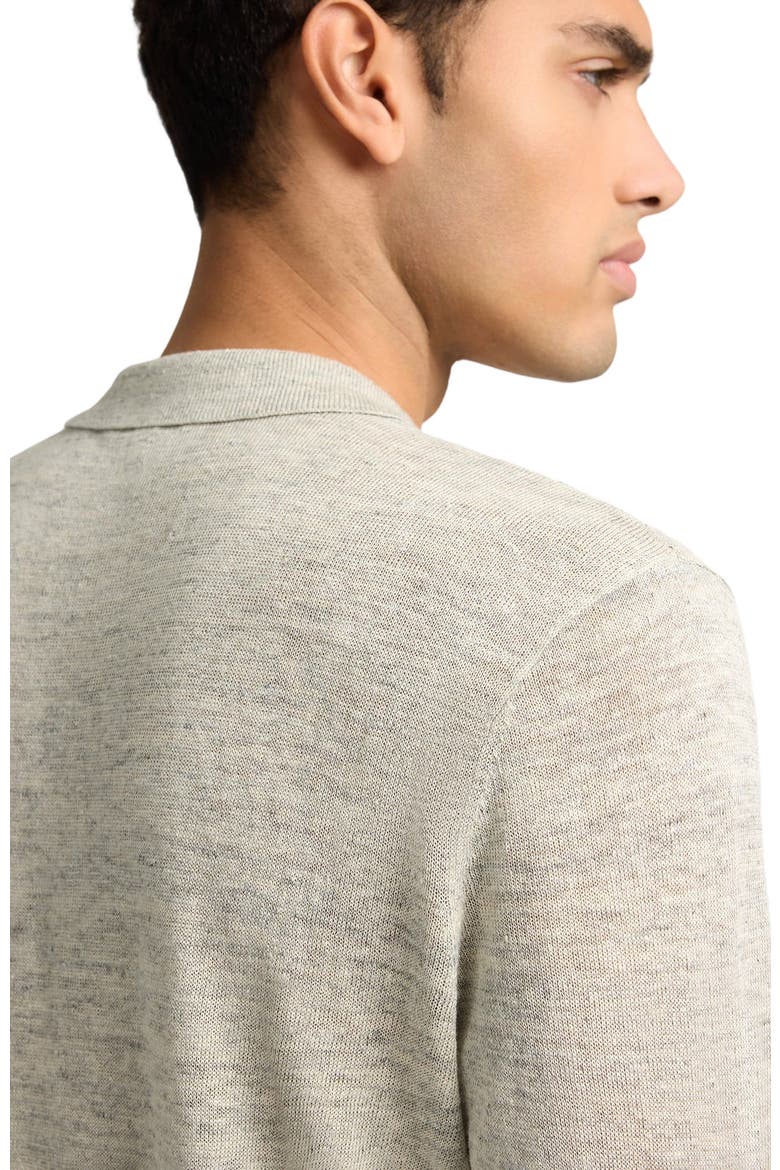 Linen Long Sleeve Sweater Polo, Alternate, color, LIGHT GREY MELG