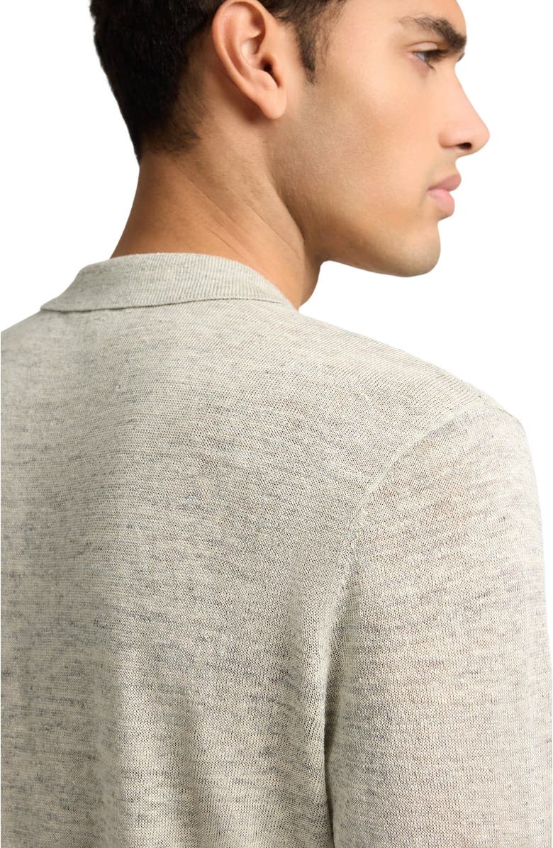 Onia Linen Long Sleeve Sweater Polo, Alternate, color, Light Grey Melg
