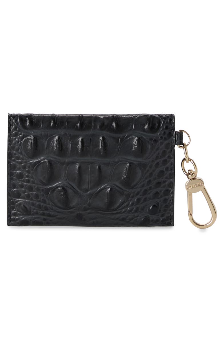 Brahmin Ricki Croc Embossed Leather Card Case, Alternate, color, Black Alden Road