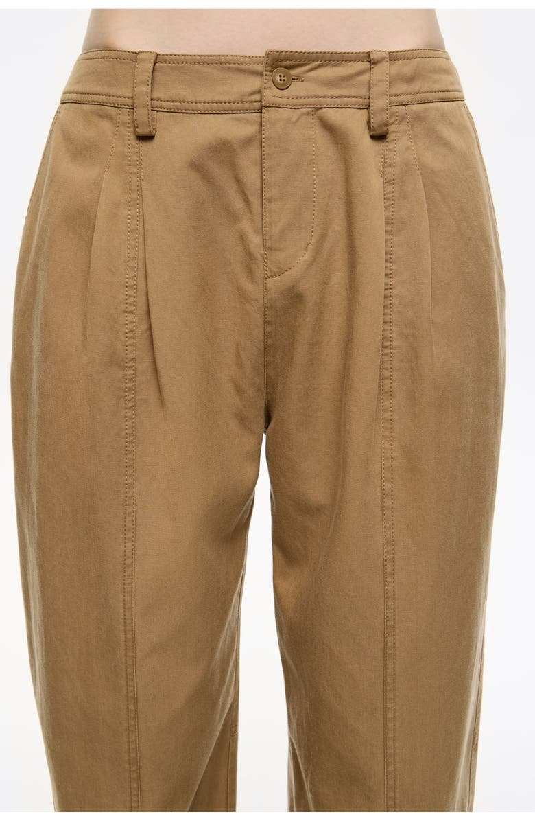 Bimba y Lola Washed Cotton Darted Trousers, Alternate, color, Camel