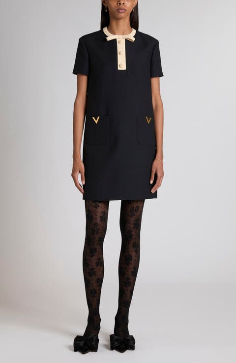 V-Detail Crepe Couture Minidress