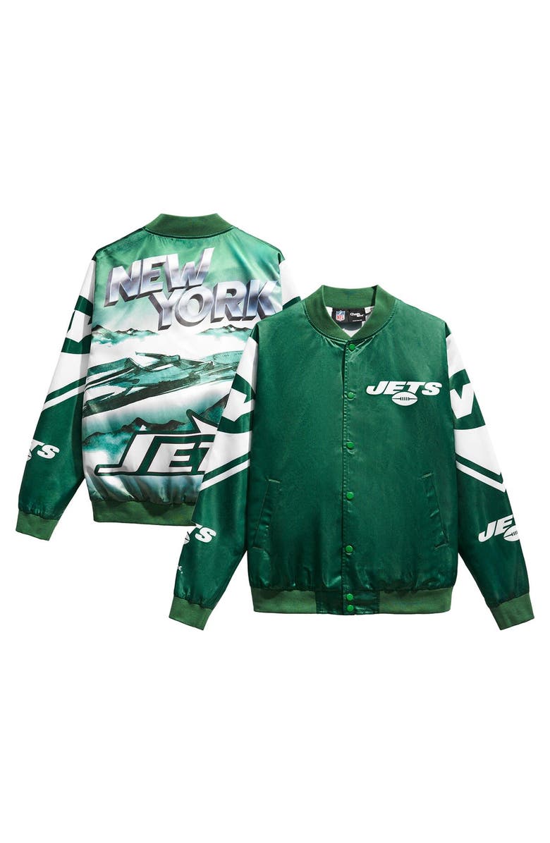 Chalk Line Men's Green New York Jets Fanimation Satin Full-Snap Jacket, Alternate, color, 