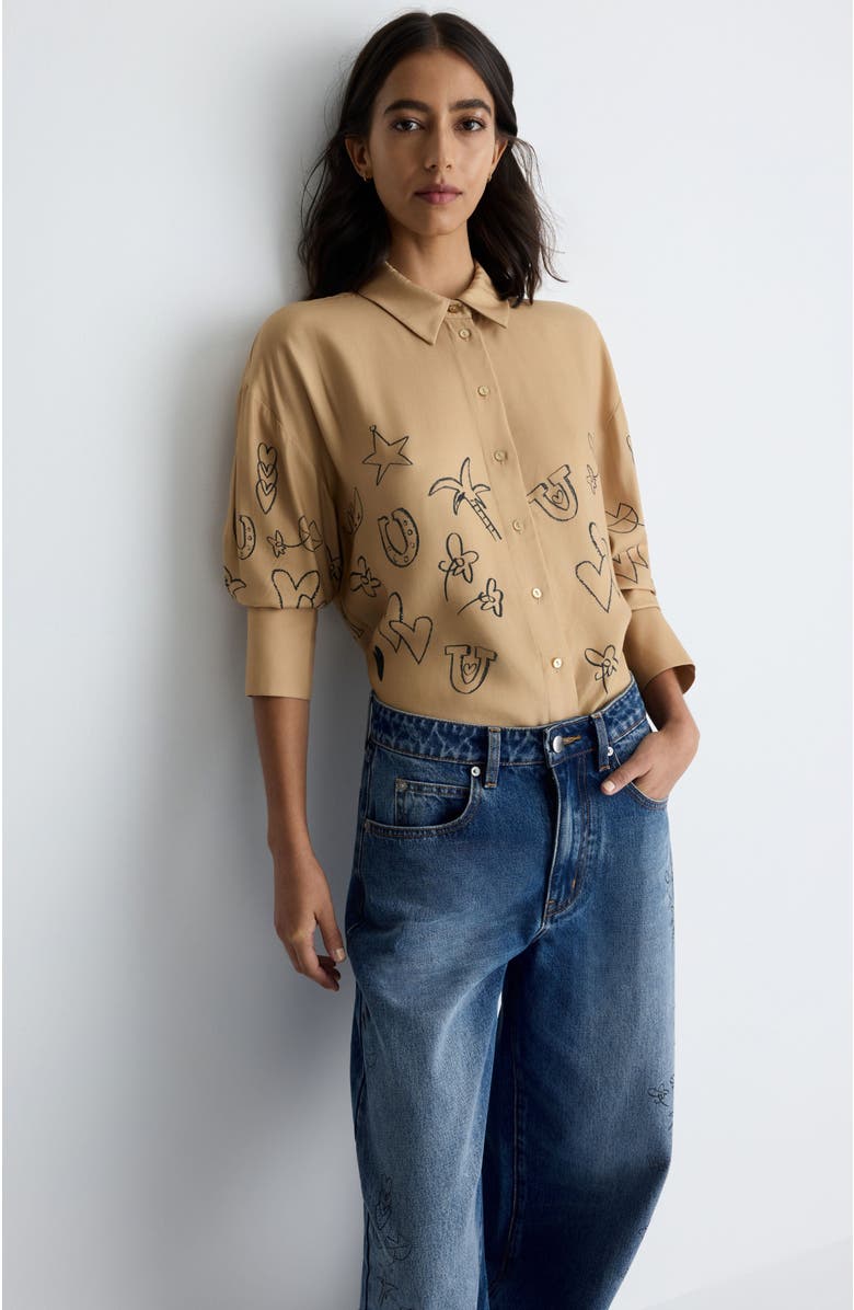 Romy Jakey Shirt, Alternate, color, Tan Print